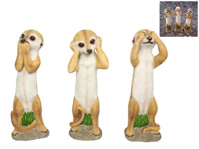 Garden Ornament Sculpture 3 Wise Meerkat
