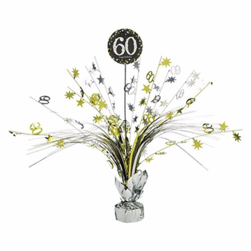 Sparkling Black 60 Happy Birthday Centrepiece