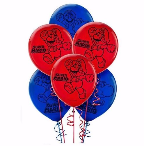 Super Mario Brothers Latex Balloons 30cm - Pack of 6