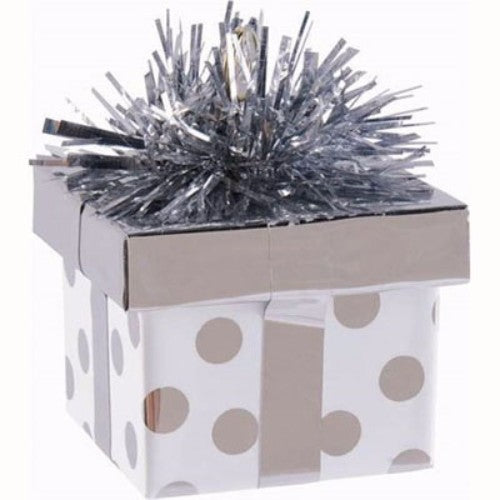 Balloon Weight Gift Box Silver Dots