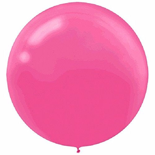 Bright pink round balloons (60cm) in a pack of 4, perfect for festive celebrations and easy to inflate.