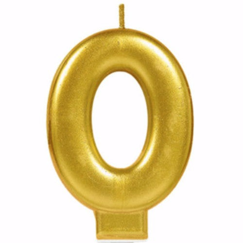 Candle Number Zero Gold Metallic