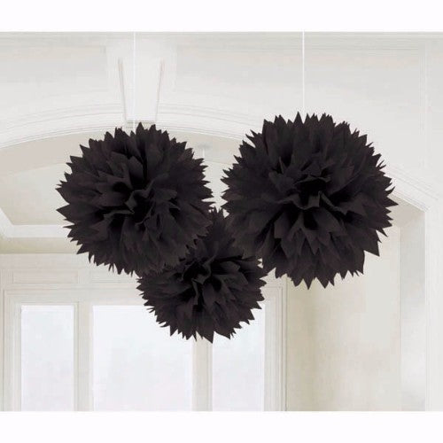 Fluffy Hanging Decorations Black - PROMO DEAL - Pack of 3