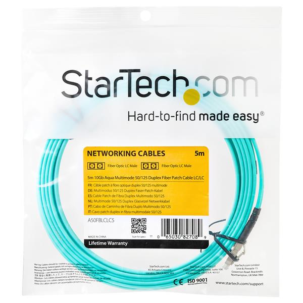 Fiber Optic Cable - 10 Gb Aqua - Multimode Duplex 50/125 - LSZH - LC/LC - 5 m