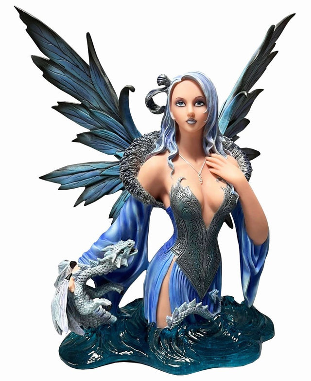 Water Fairy with Dragon ornament, featuring intricate details and vibrant colors, perfect for adding magical decor to any space.