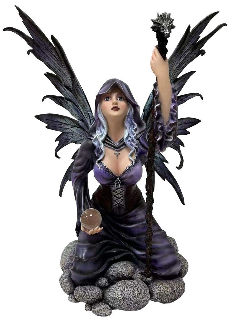 Ornament - Magic Fairy With Glass Ball (40 x 39 x  37cm)