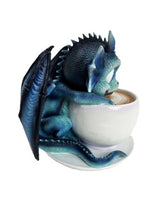 Ornament - Cute Blue Dragon on Coffee Mug (12cm)