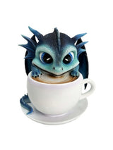 Ornament - Cute Blue Dragon on Coffee Mug (12cm)