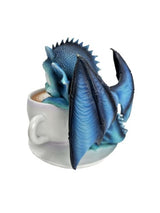 Ornament - Cute Blue Dragon on Coffee Mug (12cm)