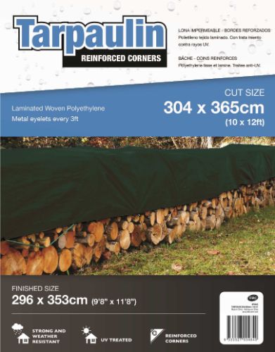 Tarpaulin - Reinforced Corners 10 X 12ft (Green)