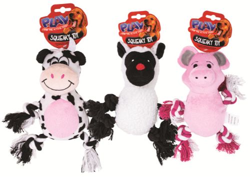 Plush Dog Toy (Set Of 3 Assorted Designs)