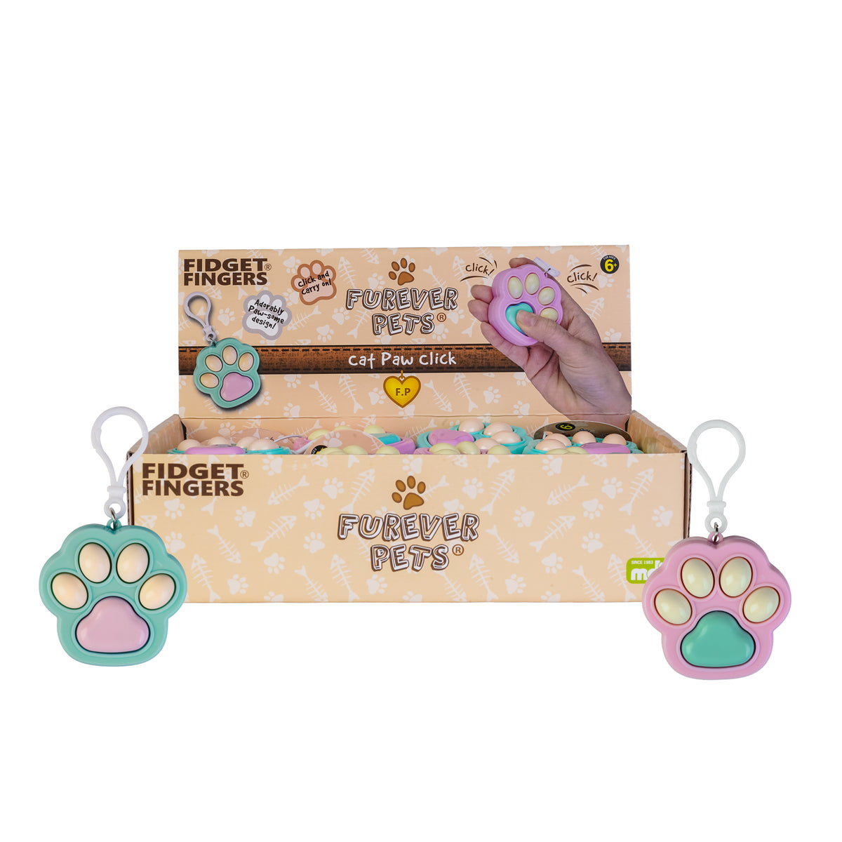 Cat Paw Click Fidget Keychain - Pack of 24