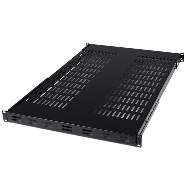 1U Adjustable Mounting Depth Vented Rack Mount Shelf - 175lbs / 80kg