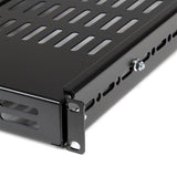 1U Adjustable Mounting Depth Vented Rack Mount Shelf - 175lbs / 80kg