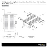 1U Adjustable Depth Vented Server Rack Shelf