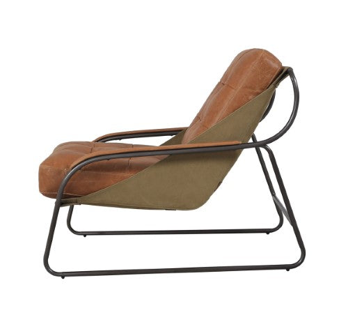 Stylish Pandora Columbia Chair in brown and kaki canvas, combining durability and comfort for any living space.