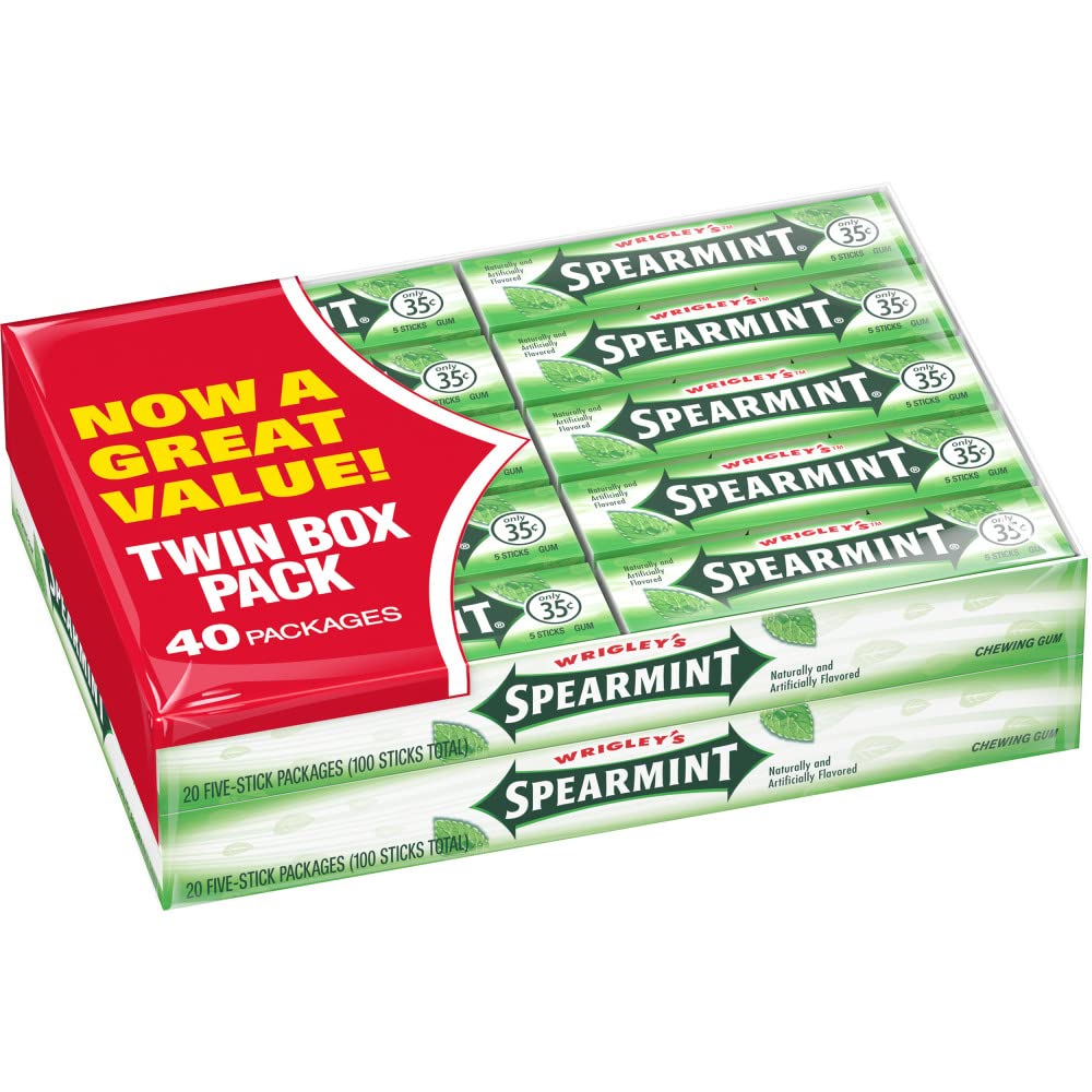 Wrigley’s White Spearmint Gum 40pk - Box of 40 Packs