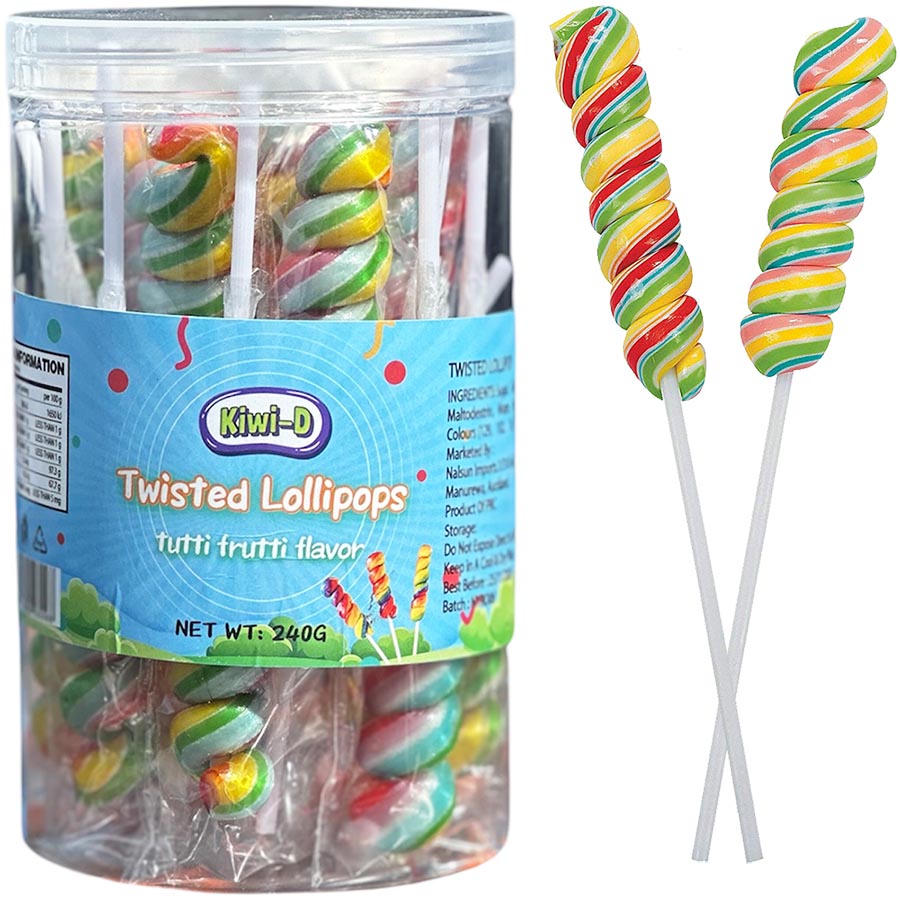 Kiwi Delight Twisted Lollipops 12g - Jar of 20