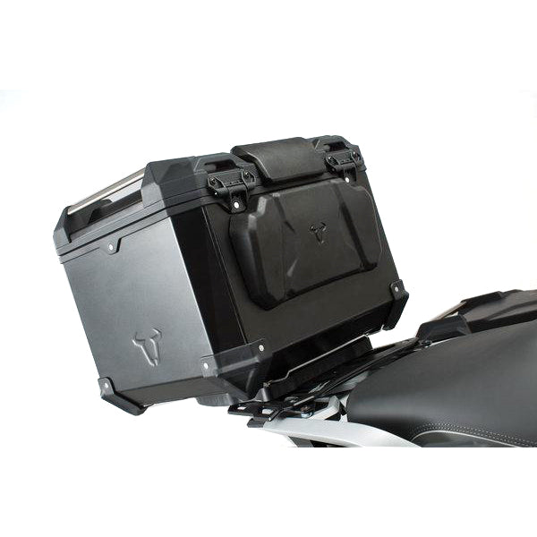 SW MOTECH TRAX ADVENTURE LOWER BACKREST FIXED ON TOPCASE FRONT WITH 2ND UPPER BA