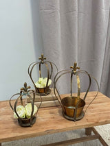 Planter - Aged Metal Crown (Set of 3)