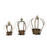 Planter - Aged Metal Crown (Set of 3)
