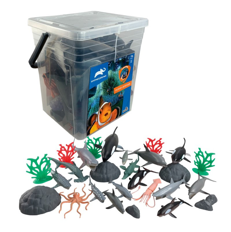 OCEAN ANIMALS Toy Set - AP (28PC SQUARE BUCKET)