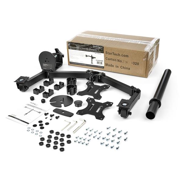 Desk Mount Dual Monitor Arm - Desk Clamp/Grommet - 32" Display