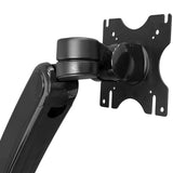 Wall-mount monitor arm with full motion articulation for screens up to 34 inches, enabling height, tilt, and swivel adjustments.