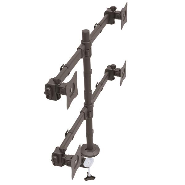 Desk-Mount Quad-Monitor Arm - Articulating - Heavy Duty Steel