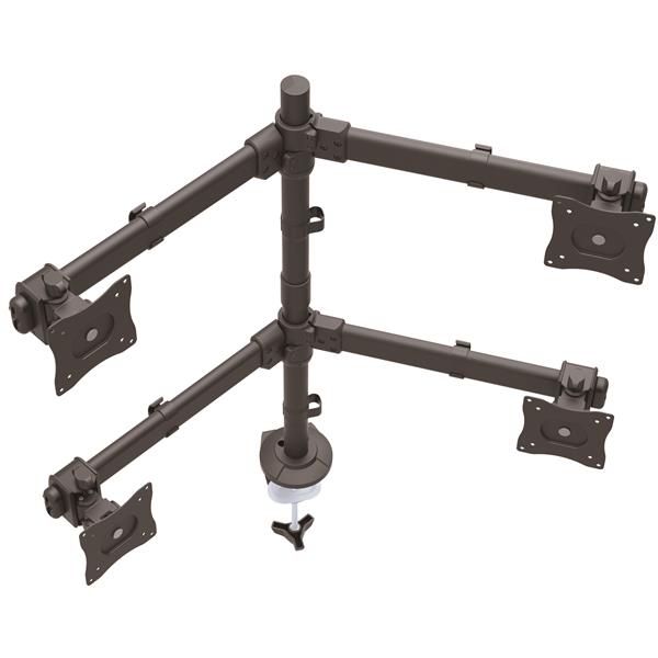 Desk-Mount Quad-Monitor Arm - Articulating - Heavy Duty Steel