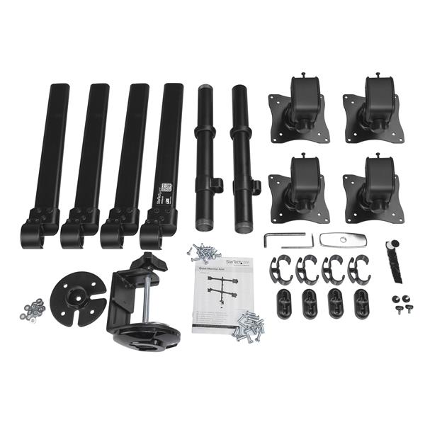 Desk-Mount Quad-Monitor Arm - Articulating - Heavy Duty Steel