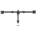 Articulating desk-mount triple monitor arm supporting three screens up to 24" with 360° rotation and ergonomic adjustments.