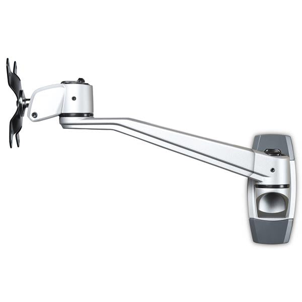 Sleek wall mount monitor arm with 10.2" swivel for screens up to 34", offering versatile positioning and space-saving design.