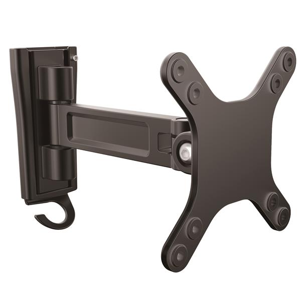 Wall-mount monitor arm with swivel and tilt features, designed for 13”-34” displays, optimizing workspace and viewing flexibility.