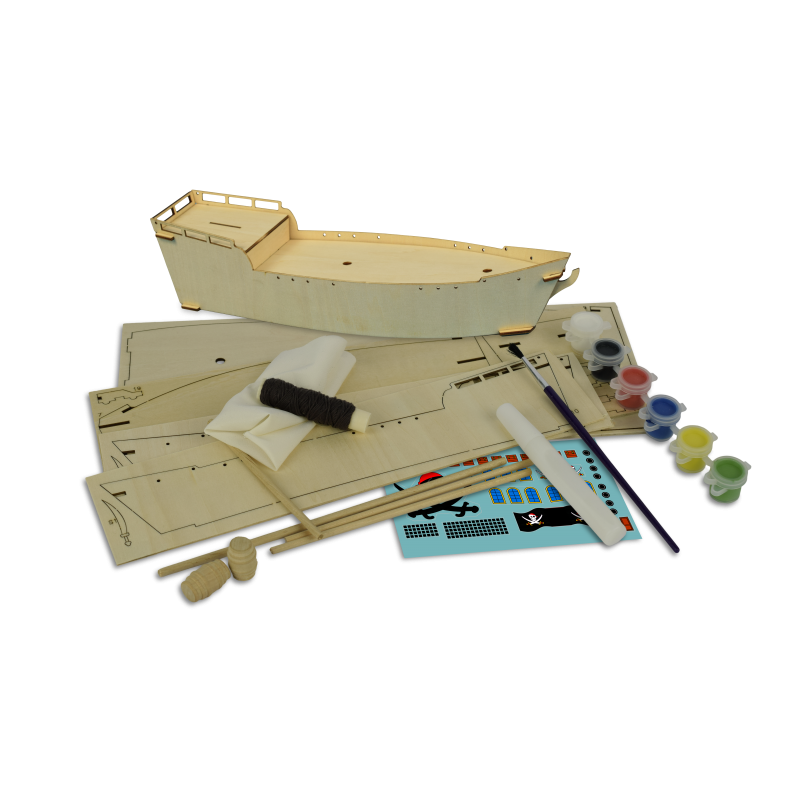 Wooden Ship & Fittings - Art & Kids: PirateShip w/paint