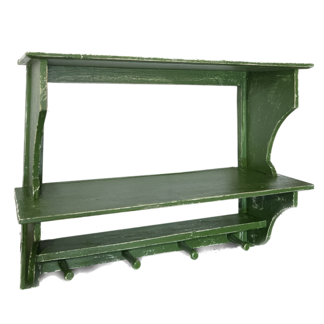 Stylish green wall shelf named Florence, perfect for displaying decor and saving space.