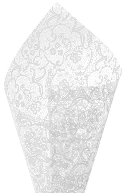 Clear Cello Sheets with White Lace 40mic 100 Pack