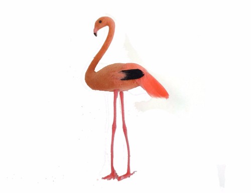 Pink flamingo ornament, 16cm tall, adding a fun and tropical touch to any decor.