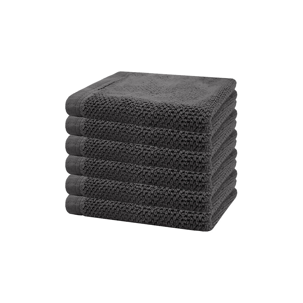 Angove 6pack Face Washer 33x33cm Charcoal- Bambury