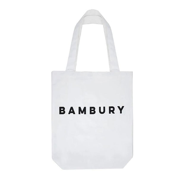 White Bambury cotton bag, 39 x 44cm, eco-friendly tote for shopping, beach trips, and daily errands with reinforced stitching.