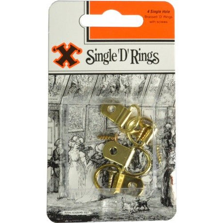 Brassed D rings for securely hanging photos, art, and mirrors; includes 4 durable mounts for easy installation.