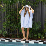 Adult Zip Front Poncho Blue - BAMBURY