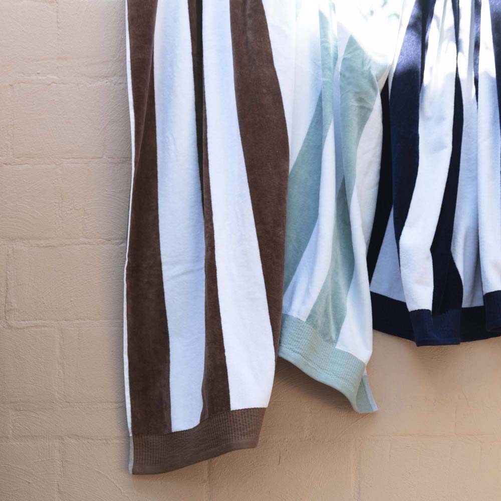 Classic Stripe 100% Cotton Beach Towel 95 x 175cm Bambury - Cocoa