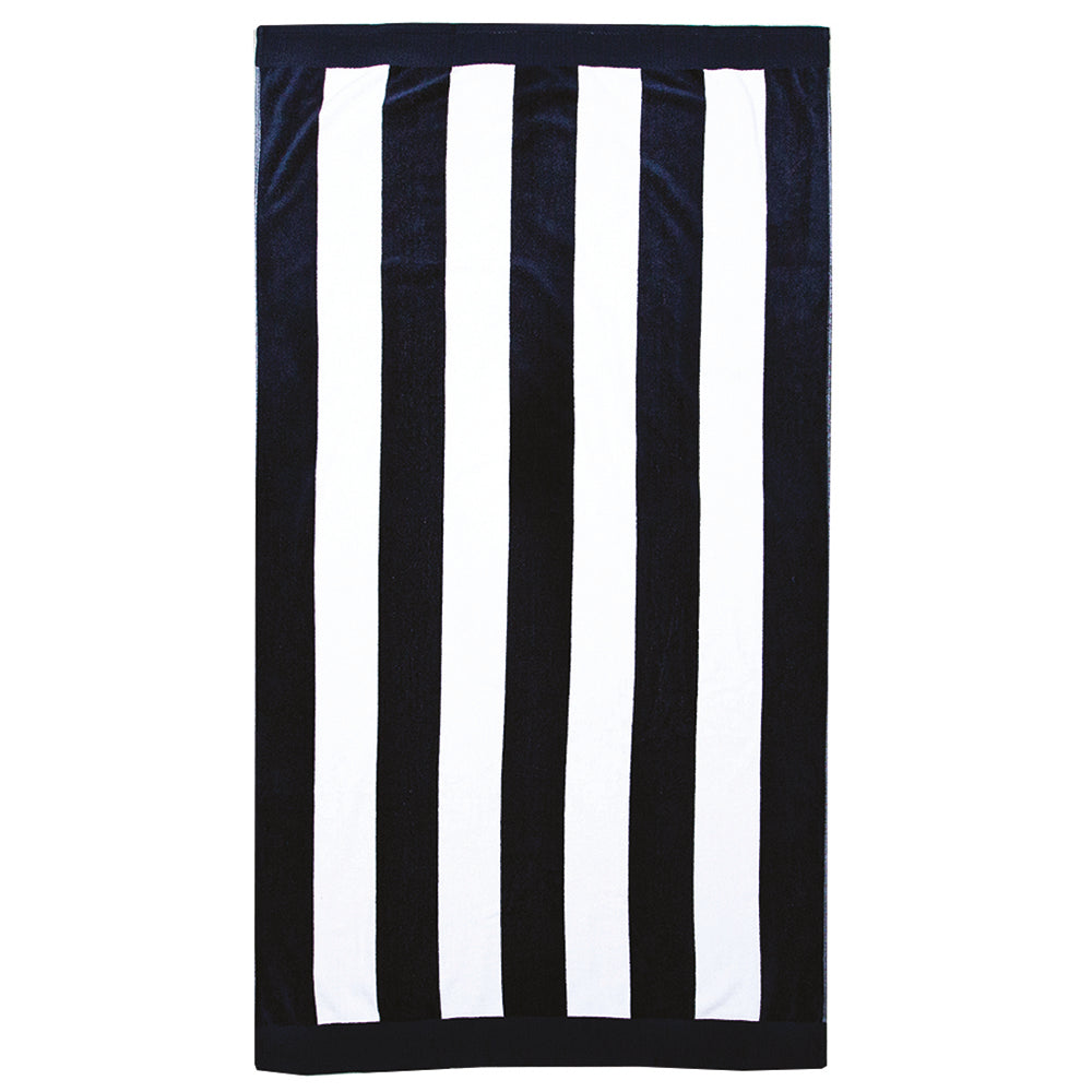 Classic Stripe Beach Towel Navy- Bambury
