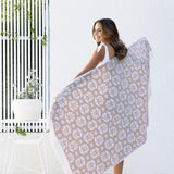 Flora Beach Towel Pebble- Bambury