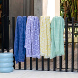 HiLo Cotton Towelling Beach Towel 90 x 170cm Bambury - Solana Blue
