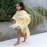 HiLo Cotton Hooded Towel Poncho for Kids 3-7 Years Bambury - Daisy Butter