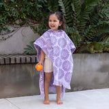 HiLo Cotton Hooded Towel Poncho for Kids 3-7 Years Bambury - Daisy Lilac