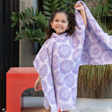 HiLo Cotton Hooded Towel Poncho for Kids 3-7 Years Bambury - Daisy Lilac
