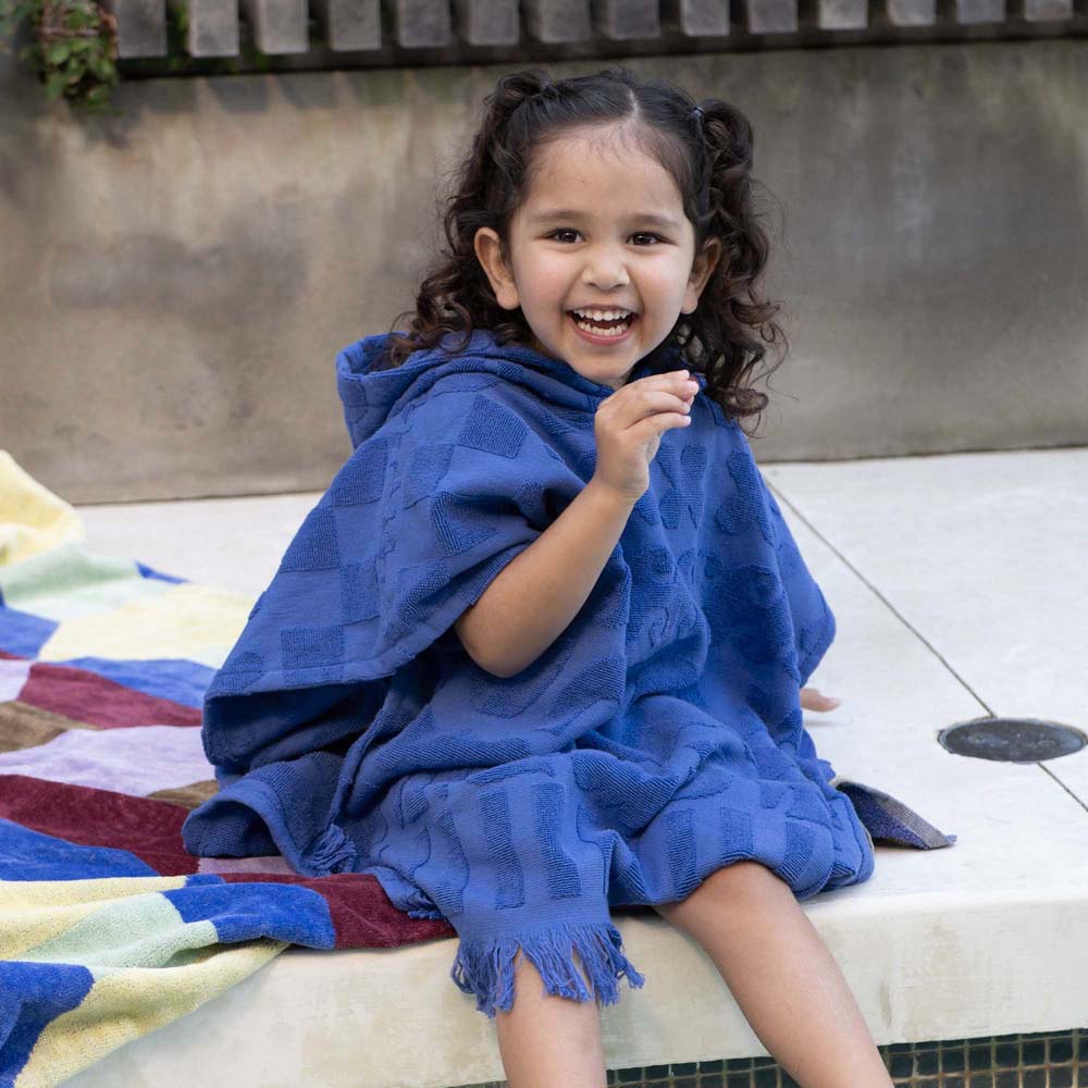 HiLo Cotton Hooded Towel Poncho for Kids 3-7 Years Bambury - Solana Blue